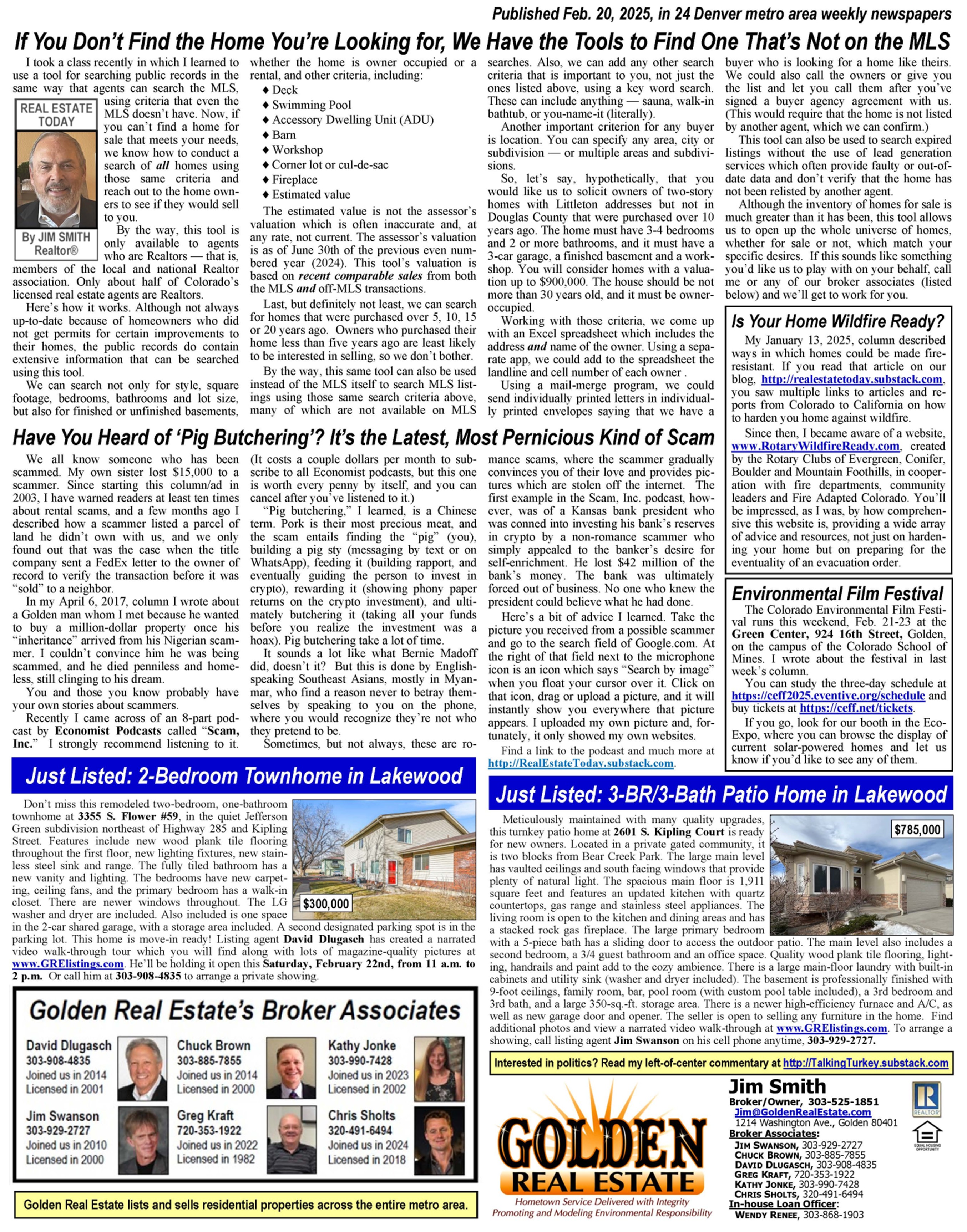 Here’s Are This Week’s Two Real Estate Column/Ads by Jim Smith – Jim ...